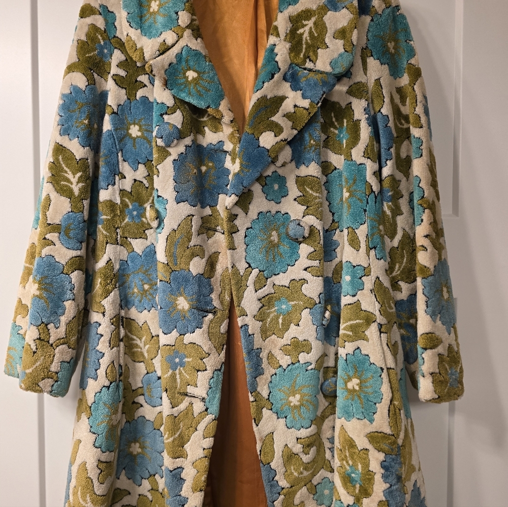 Vintage Floral Patterned Women's Coat S